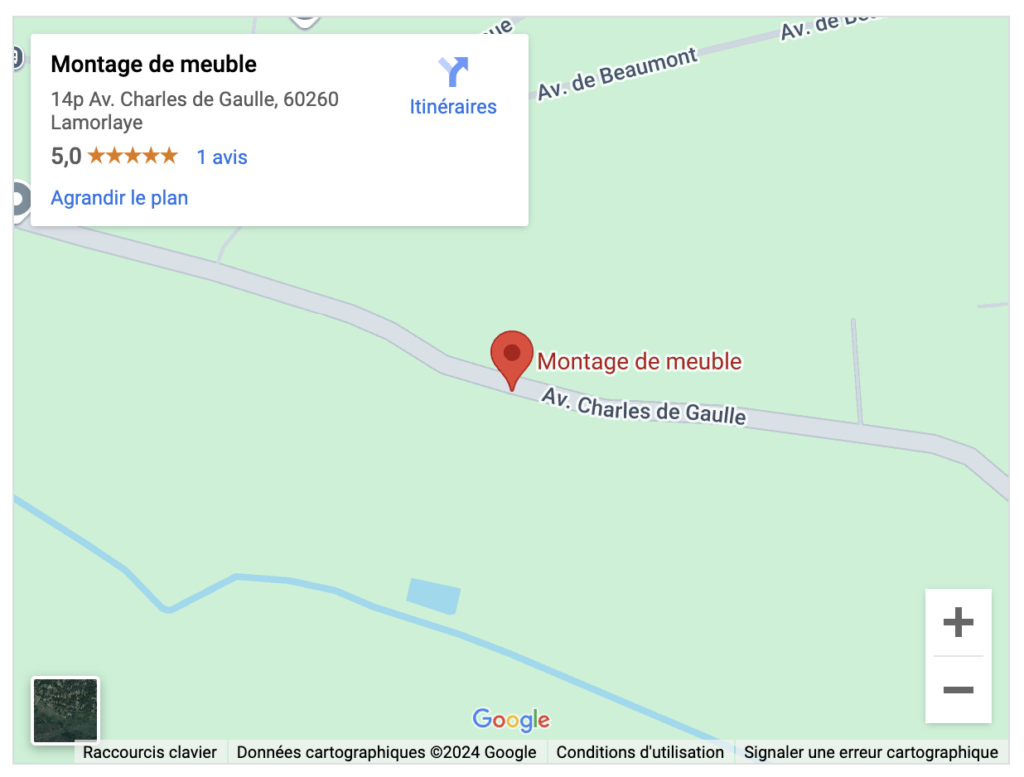 GOOGLE MAP MONTAGE DE MEUBLE LAMORLAYE