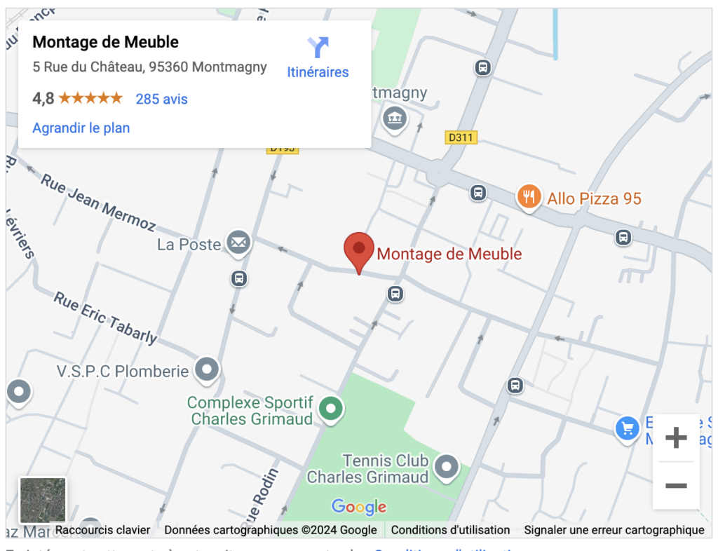 GOOGLE MAP MONTAGE DE MEUBLE PARIS